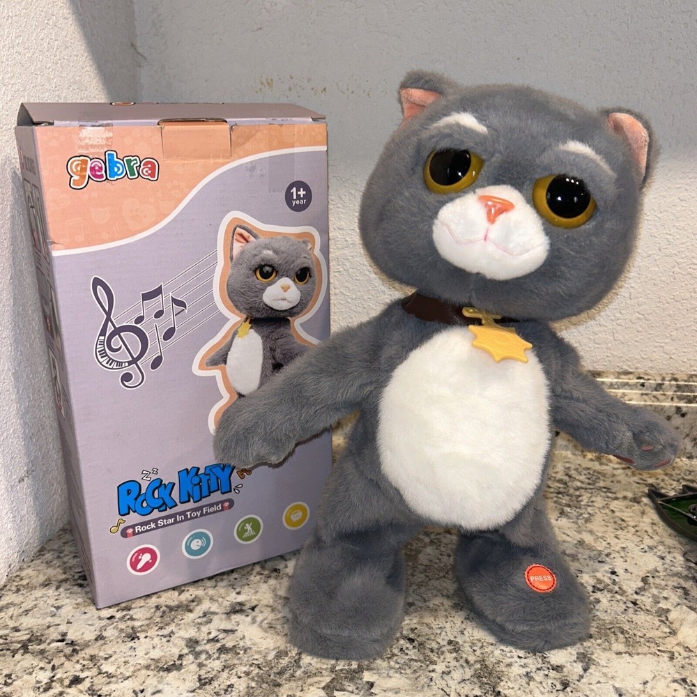 Gebra Rock Star Rock‎ Kitty Dancing & Singing Cat Animated Plush Kids Songs